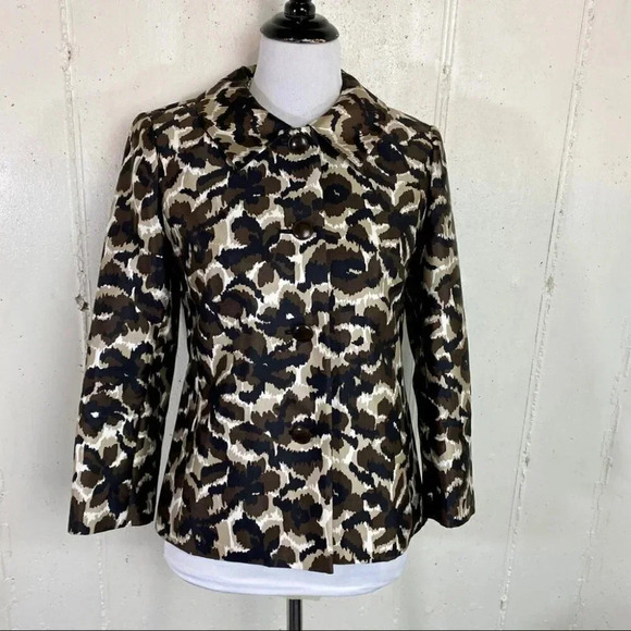 Talbots 2 brown/black/white floral 4 button blazer - Picture 4 of 8